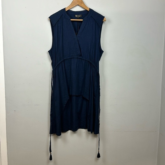 NWT DG2 By Diane Gilman Linen Blend High Low Sleeveless Top Sz L - Picture 1 of 10